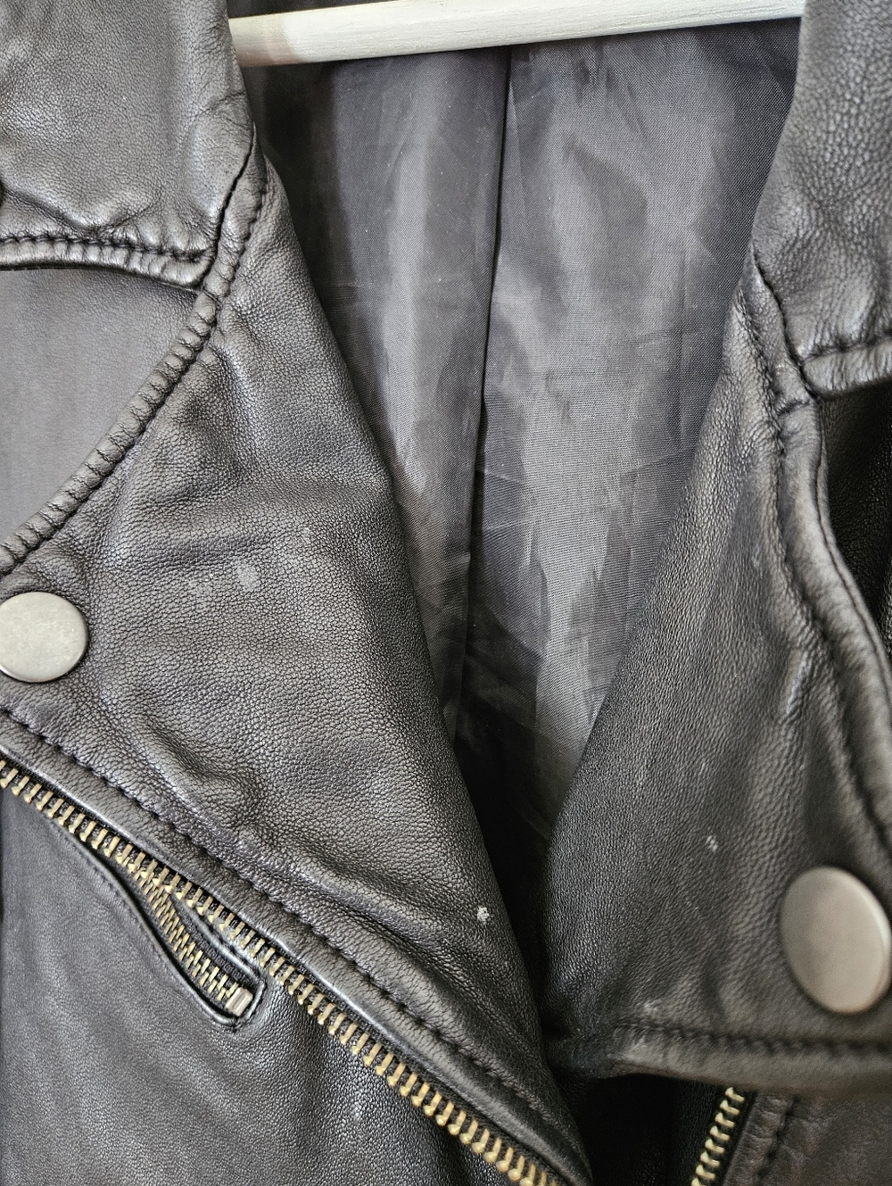Treasure & Bond Black Leather Moto Jacket Zip Front Neutral Classic Bikercore - Picture 11 of 13